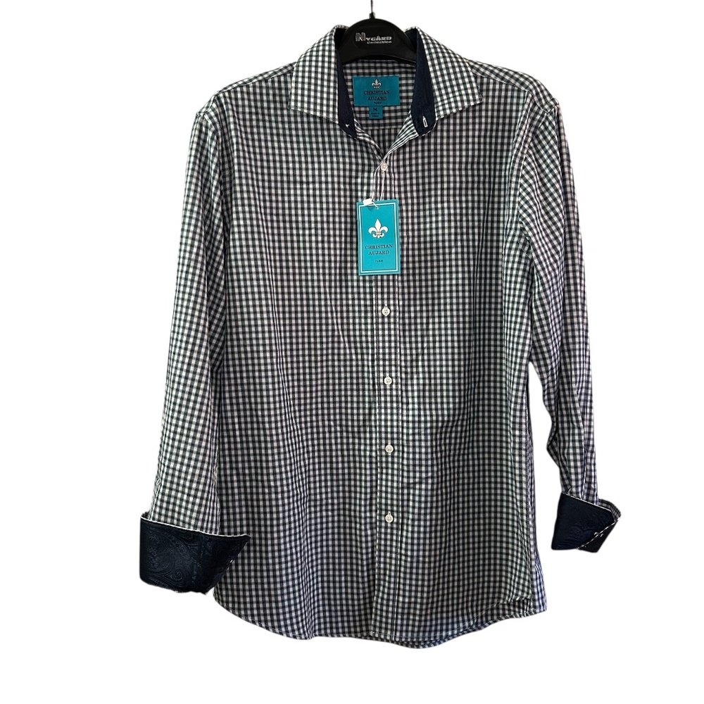 Women's Christian Aujard Paris Gingham Long Sleeve Button Down Blouse Size M
